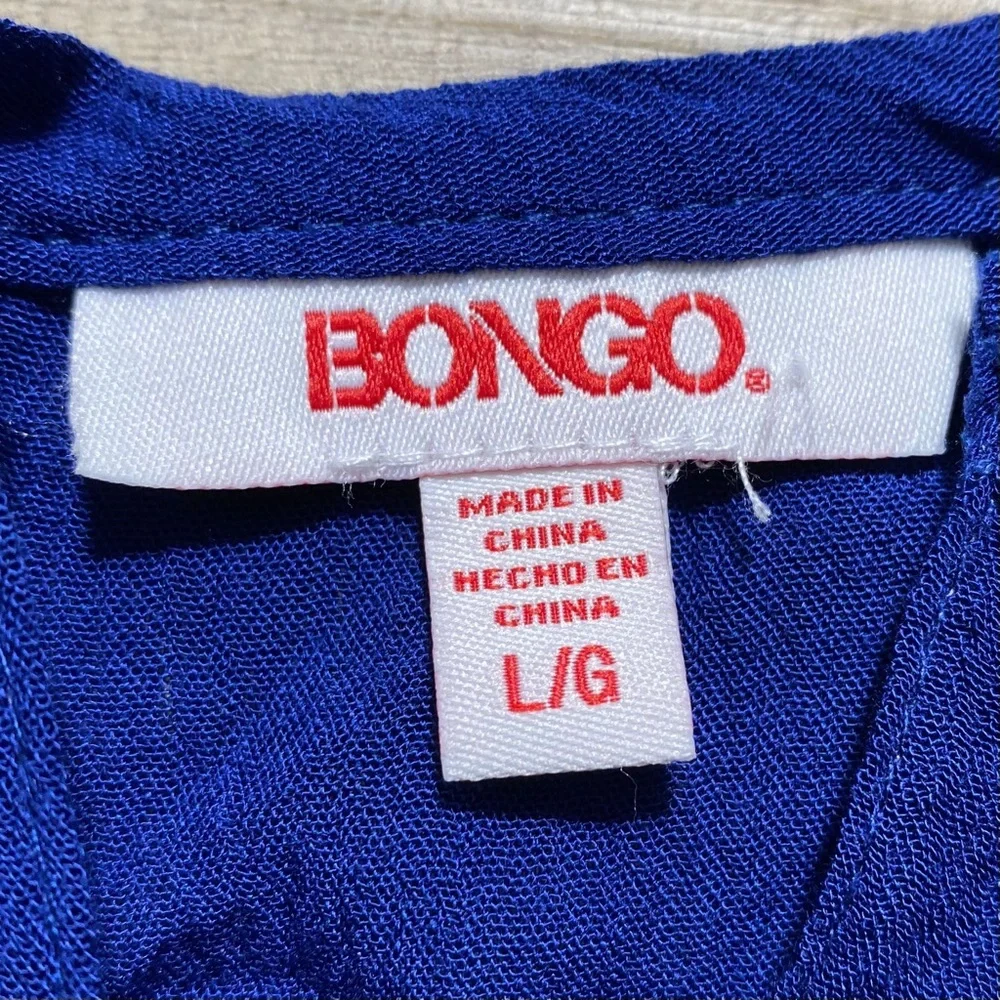 BONGO Girls Juniors Boho‎ 3/4 Sleeve Drop Waist Dress Size Large Navy Blue